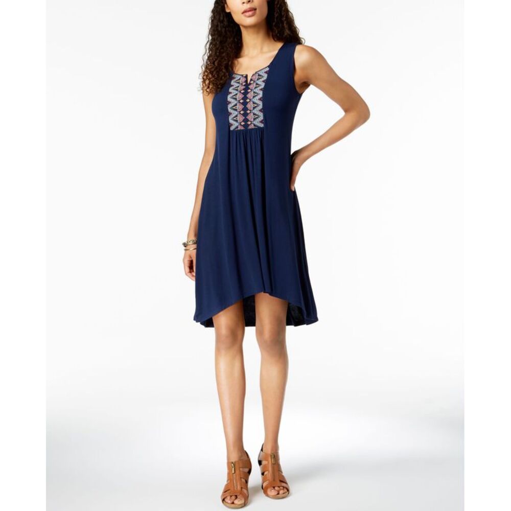 Style & Co Petite Embroidered High Low Dress